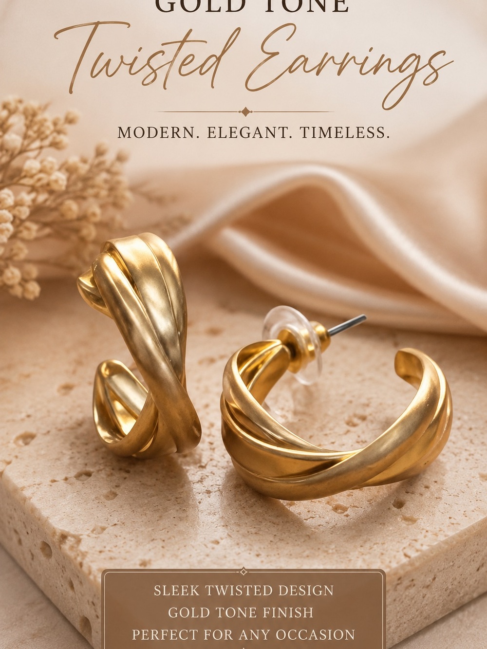 Aura Gold-Tone Twisted Hoop Earrings